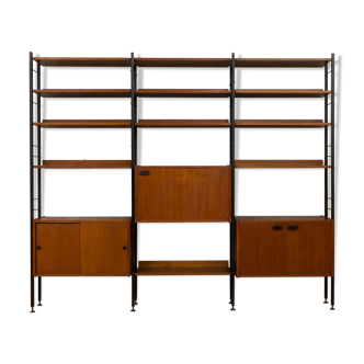 "Selex" teak and metal wall unit by industria Mobili Barovero