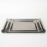 Set of stainless steel trays, Italian design, 1970s, made in Italy