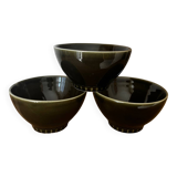 Vintage lot de 3 bols numérotés vert olive
