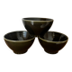 Vintage set of 3 numbered olive green bowls