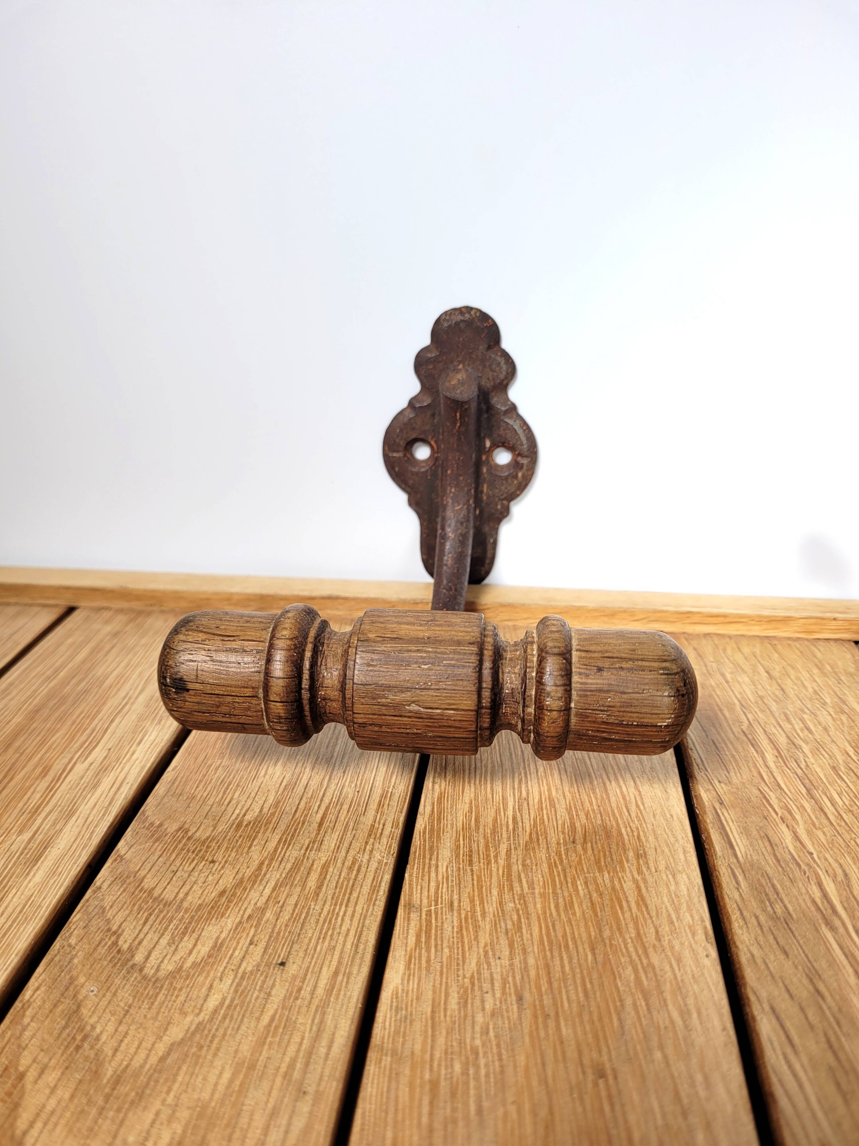 Old hook wrought iron wood