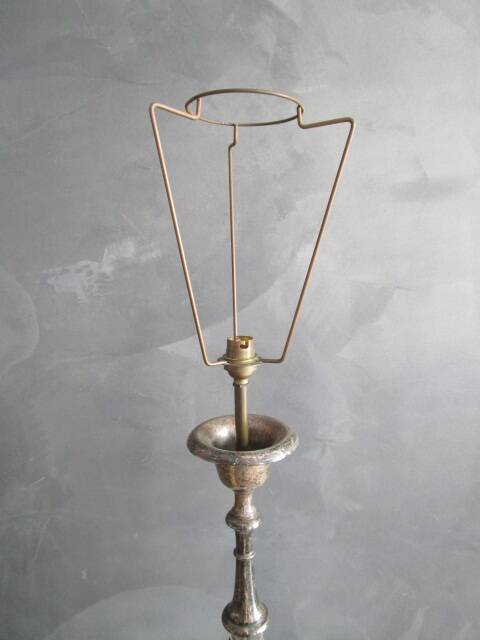 Antique lamp, silver-plated bronze candlestick base