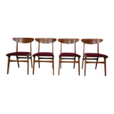 Mid-Century Walnut Dining Chairs, 1960s, Set of 4