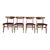 Mid-Century Walnut Dining Chairs, 1960s, Set of 4