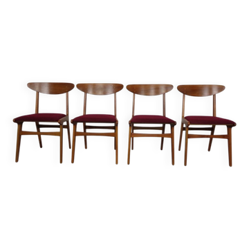 Mid-Century Walnut Dining Chairs, 1960s, Set of 4