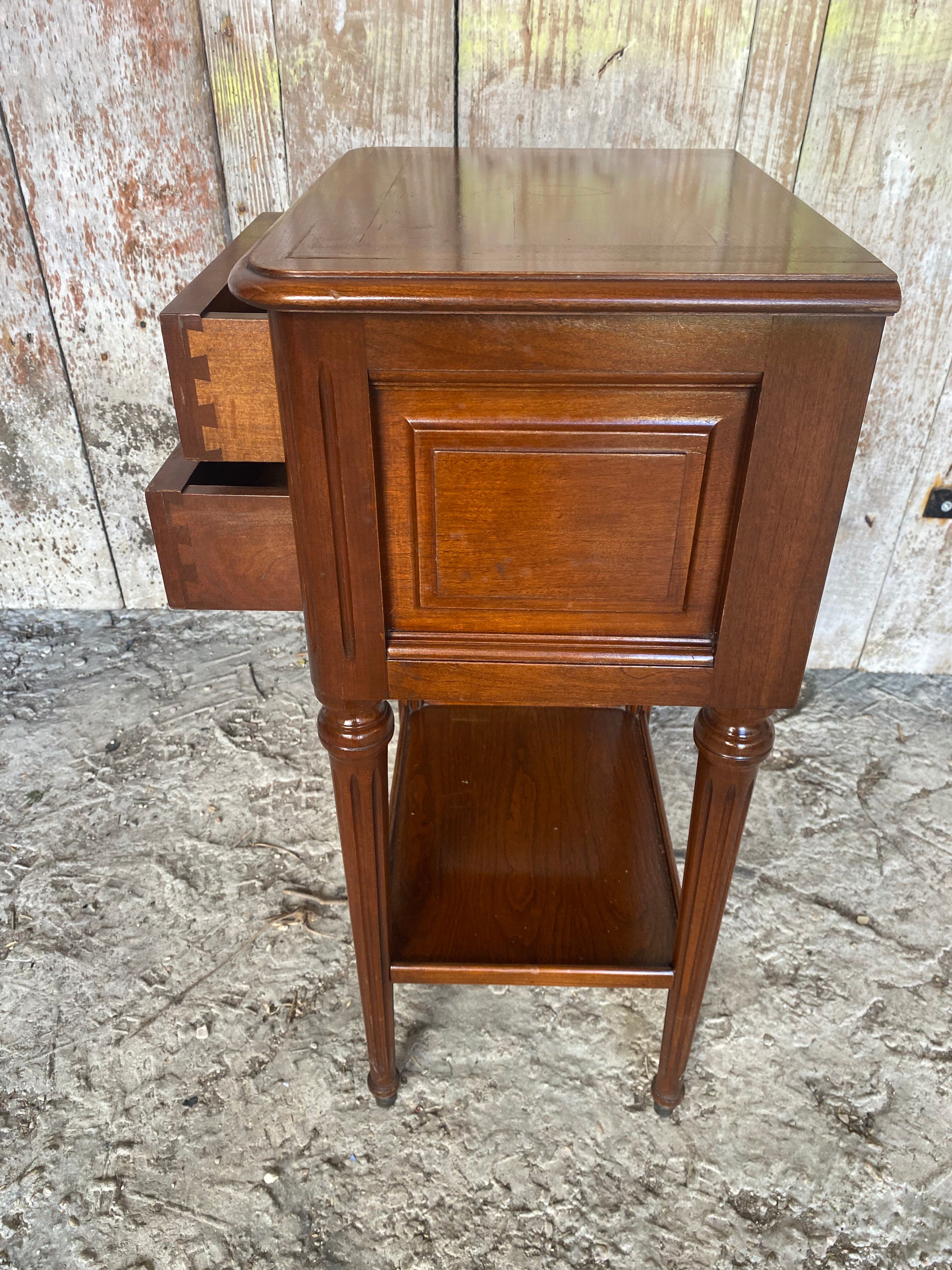 Antique Nightstand TRICOIRE Louis XVI Style Wood 2 Drawers Vintage