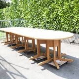 Rare set of 6 Baumann tables 1990, 80x120 and half moon 120cm