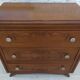 Art Deco chest of drawers with 3 drawers, brass flower handle, solid wood - Very beautiful