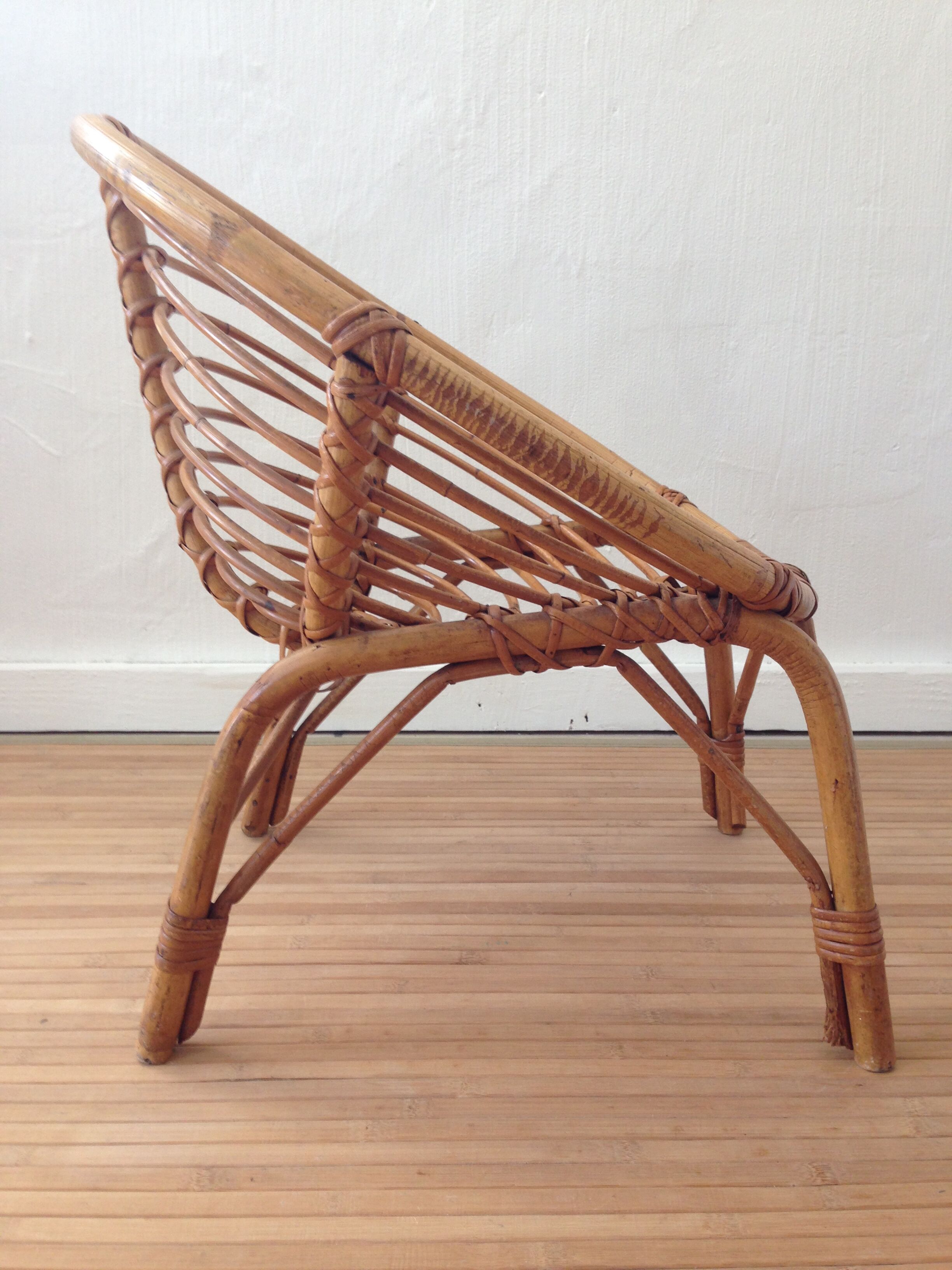Vintage rattan basket armchair