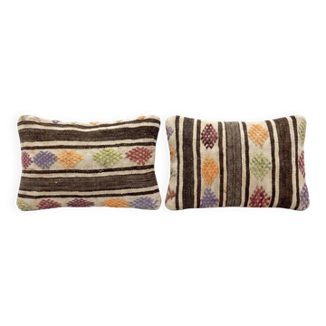 Set of 2 vintage kilim cushion covers 41x61 cm
