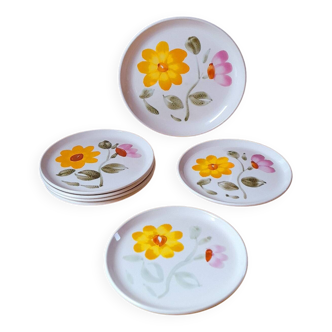 Assiettes fleuries Sarreguemines, 1960.