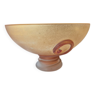 Murano Scavo Glass Bowl – Vintage – Amber/Orange – 1970s