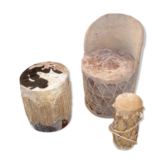 Set of 3 percussion origin Madagascar around 1950