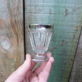 Stemmed glass for antique glass liquor with silver sides and patterns
