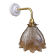 Elbow wall lamp with vintage holophane glass shade