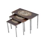 Vintage Nesting Tables Tile Tables Adri Belarti Set of 3 Chrome Ceramics