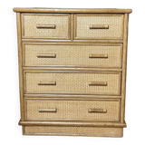 Commode vintage en rotin naturel