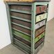 Commode industrielle en fer vert, années 1950