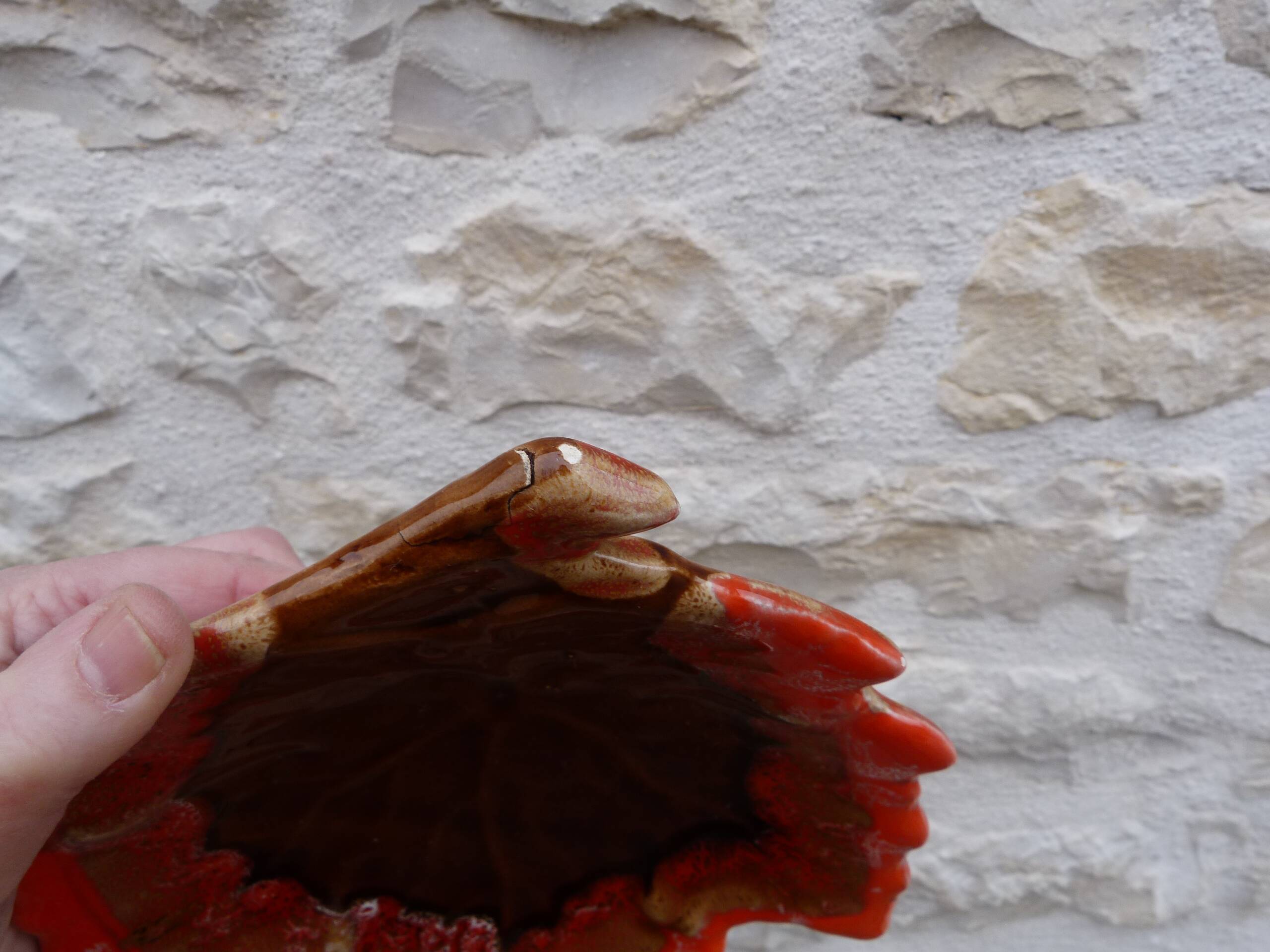 Vintage 1950 Vallauris flamed ceramic ashtray