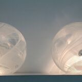 Pair of Postmodern Spheric Glass Table Lamps by Lino Tagliapietra for La Murrina