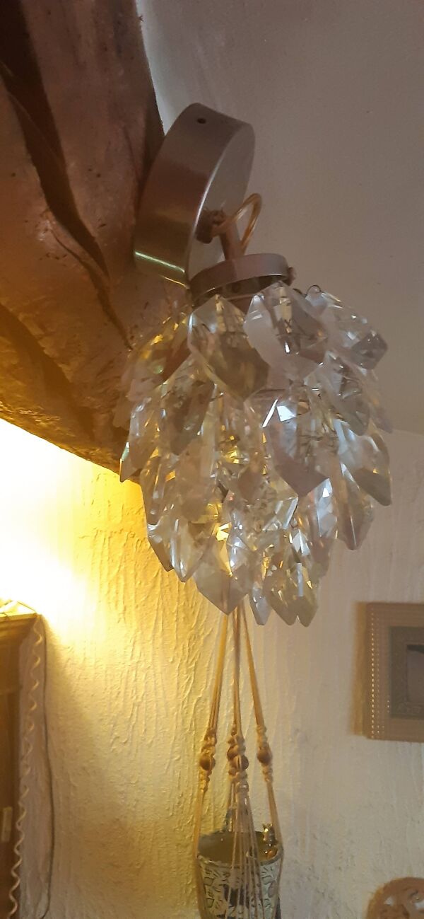 Lustre pampilles glycine / verre / cristal