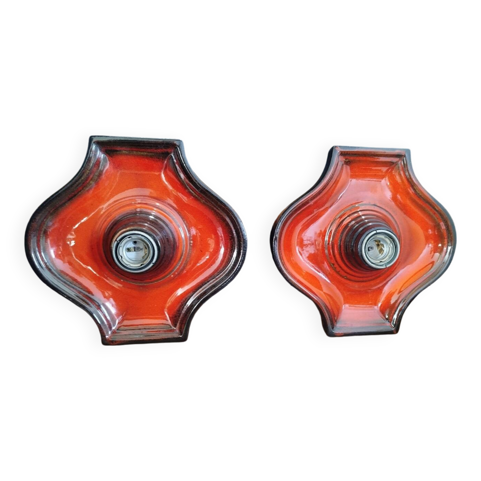 Pair of Fat Lava Ceramic Wall Lights by Hustadt Leuchten, 1970s