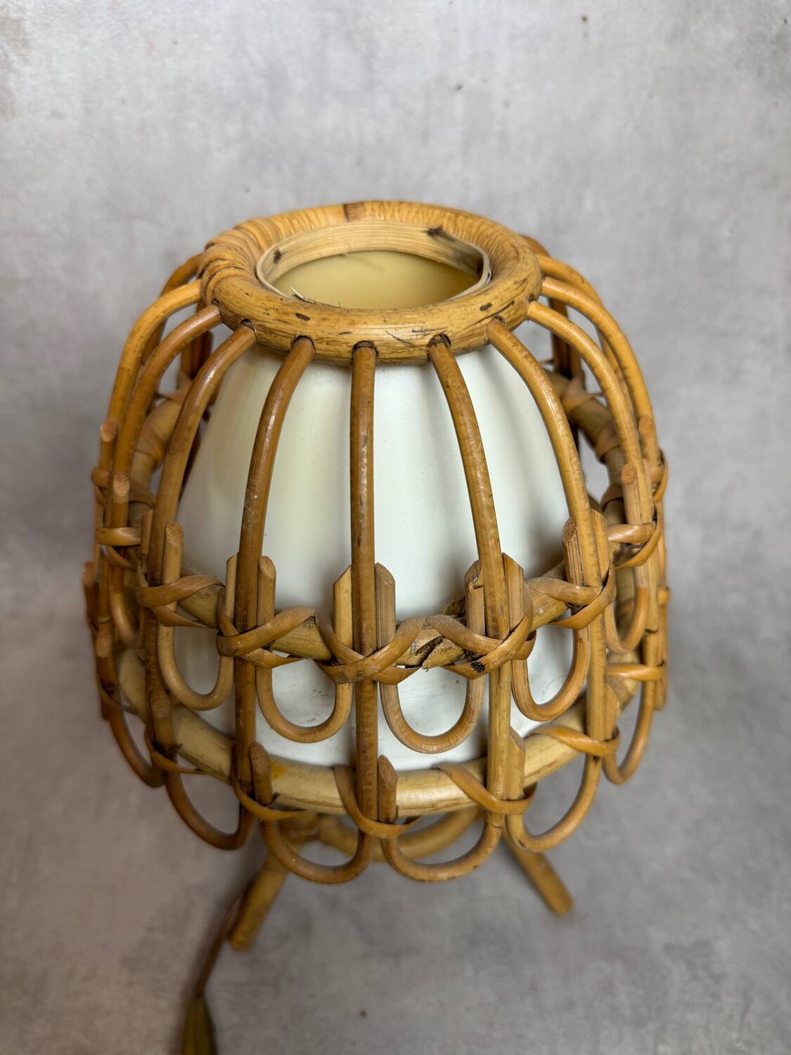 Mid-Century French Rattan and Wicker Table Lamps by Louis Sognot, 1960s,