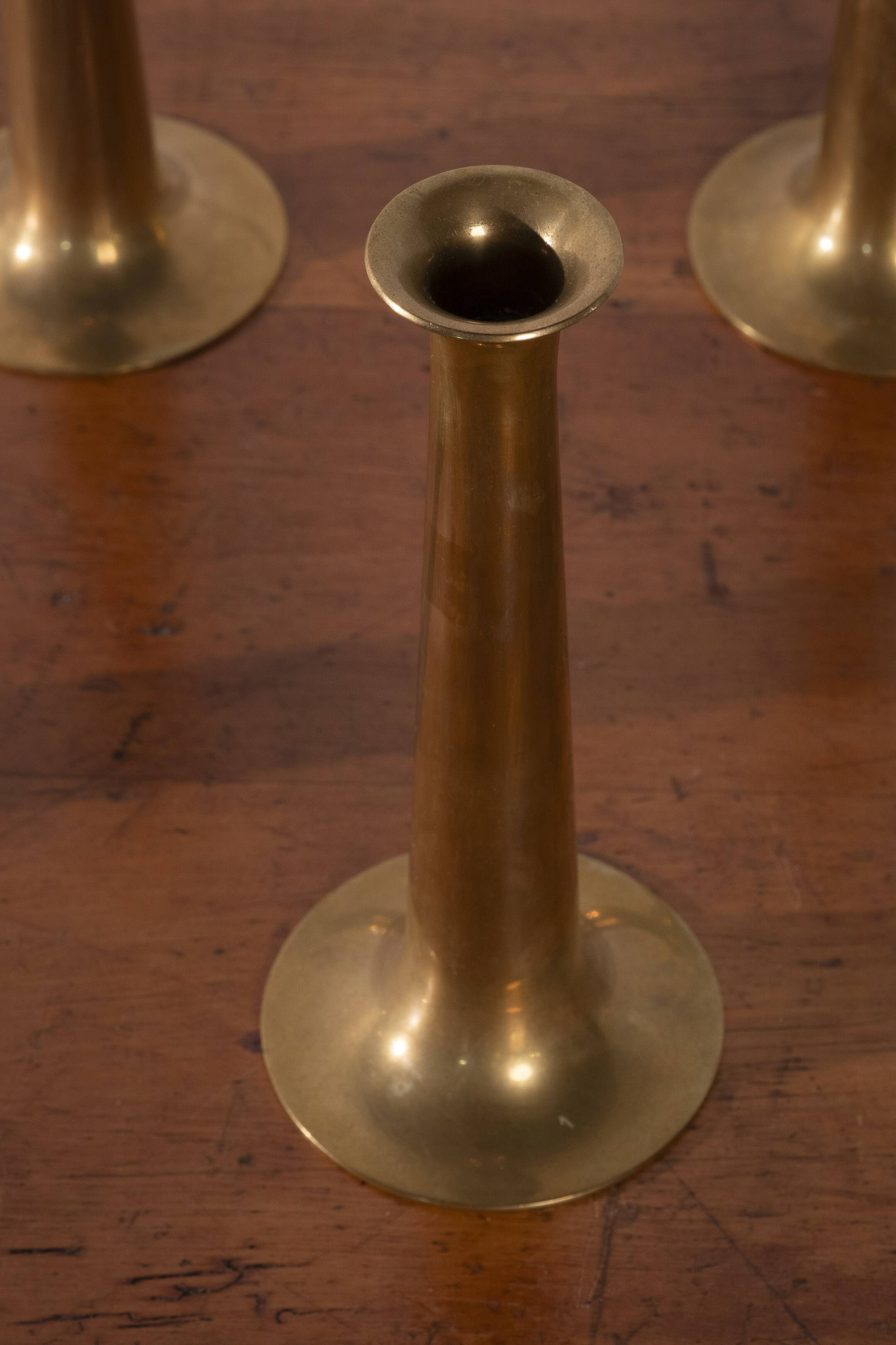 Set of 4 Hans Bølling Brass Candlesticks for Torben Ørskov, Denmark 1950s