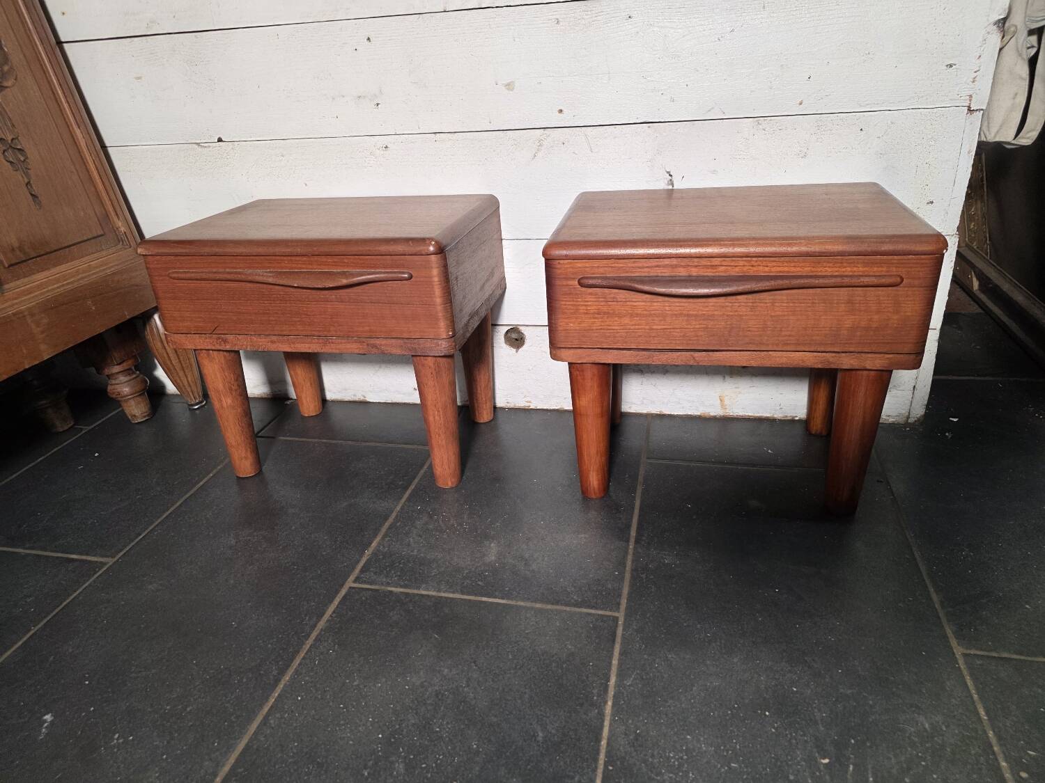 Pair of Scandinavian teak bedside tables from the 1960s.