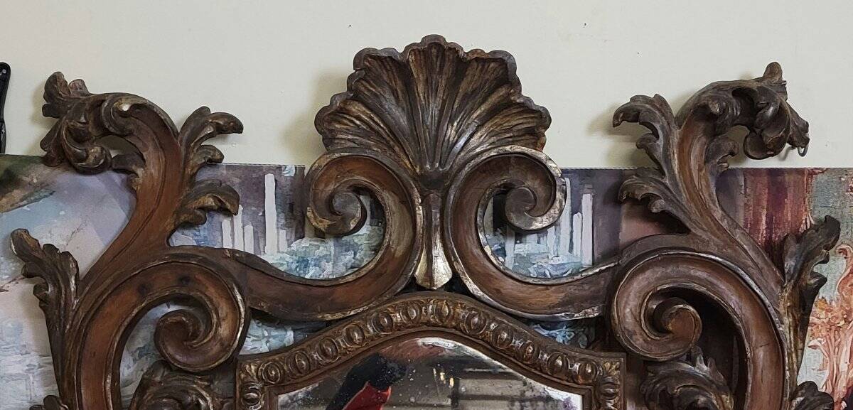 Large Venetian wall mirror in Louis XV style with 5 light arms.