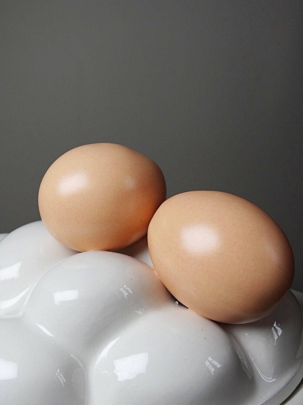 Vintage trompe-l’œil terrine with eggs in white earthenware, 1960s-1980s