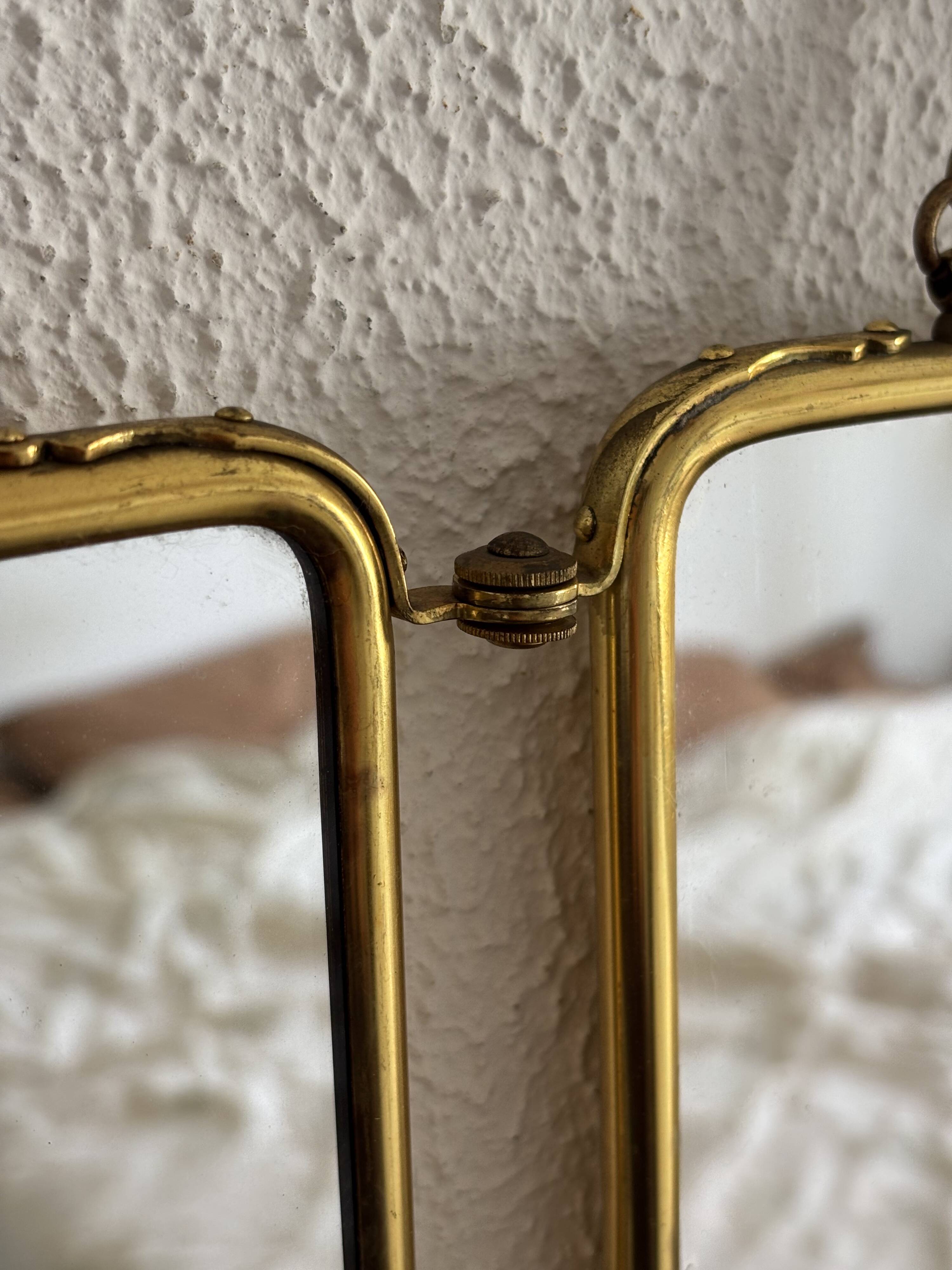 Miroir vintage 1920 triptyque barbier doré fleurs neuf bon marché - 28 x 60