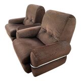 Velvet and chrome armchair italy 60s