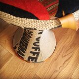 2 Tam-Tam stools dressed in burlap and original vintage fabric