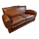 Vintage French leather moustache canapé, 1940s–1950s