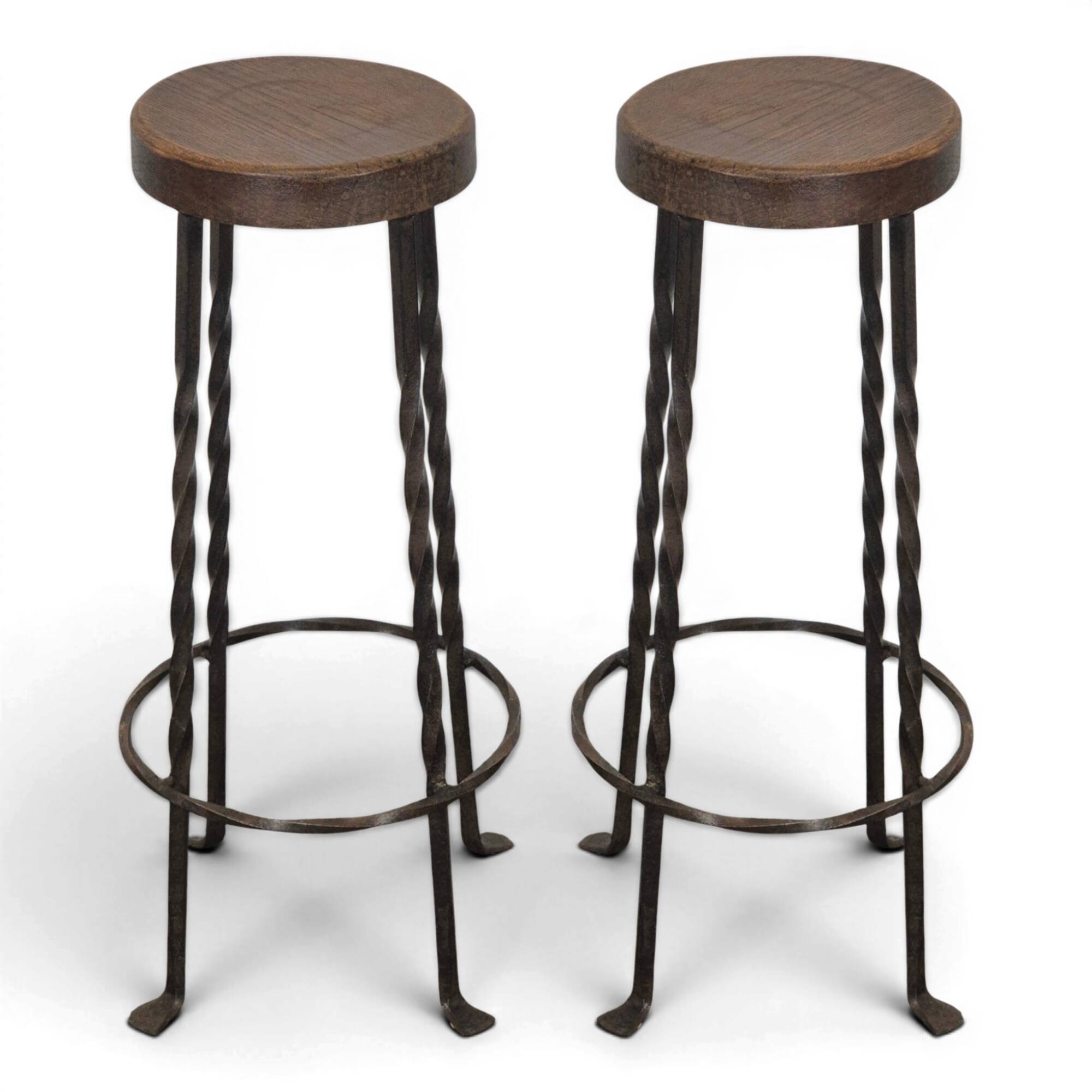 Pair of wrought iron stools
