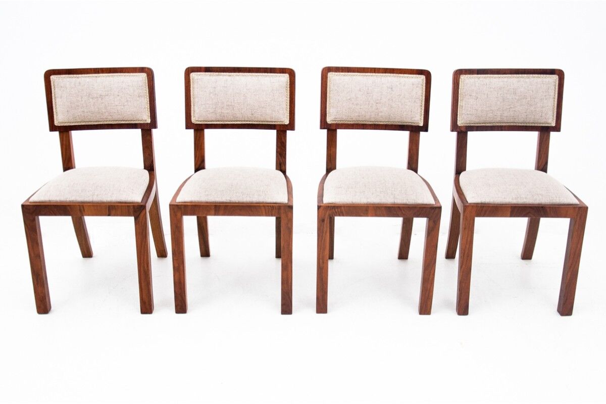 Art Deco dining set, table et 4 chairs, Poland, 1940s