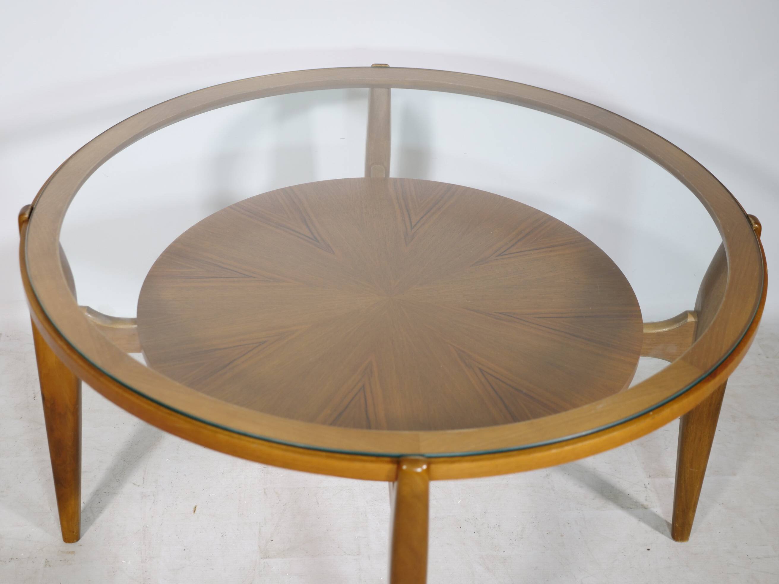 Mid-Century Coffee Table Walnut and Glass by Wilhelm Renz, 1960s