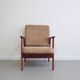 Fauteuil danois en teck et tissu beige