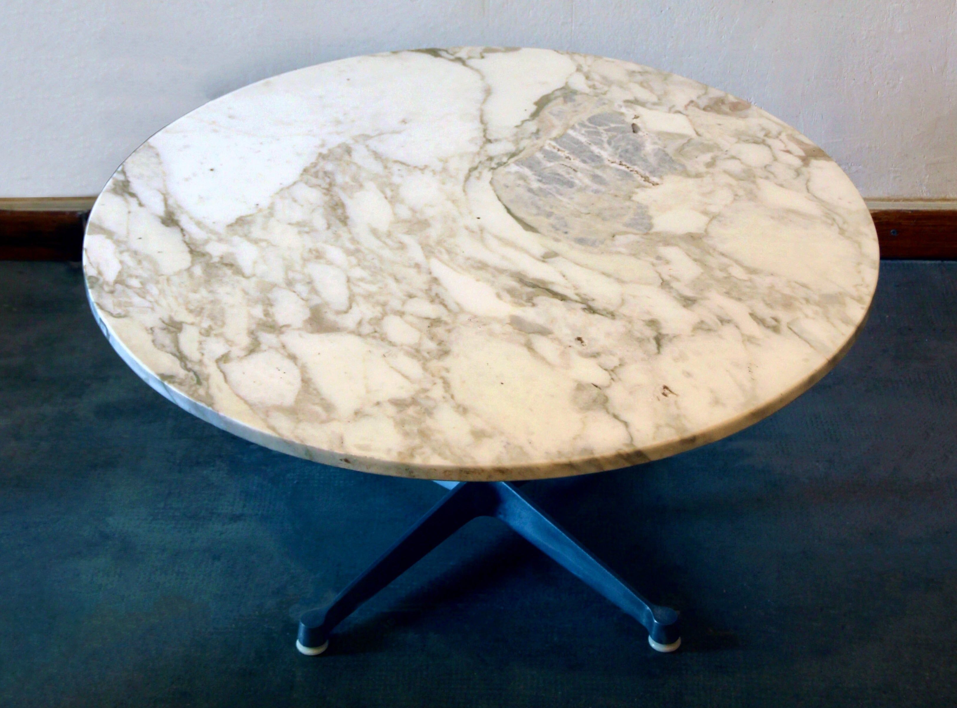Round coffee table with marble top