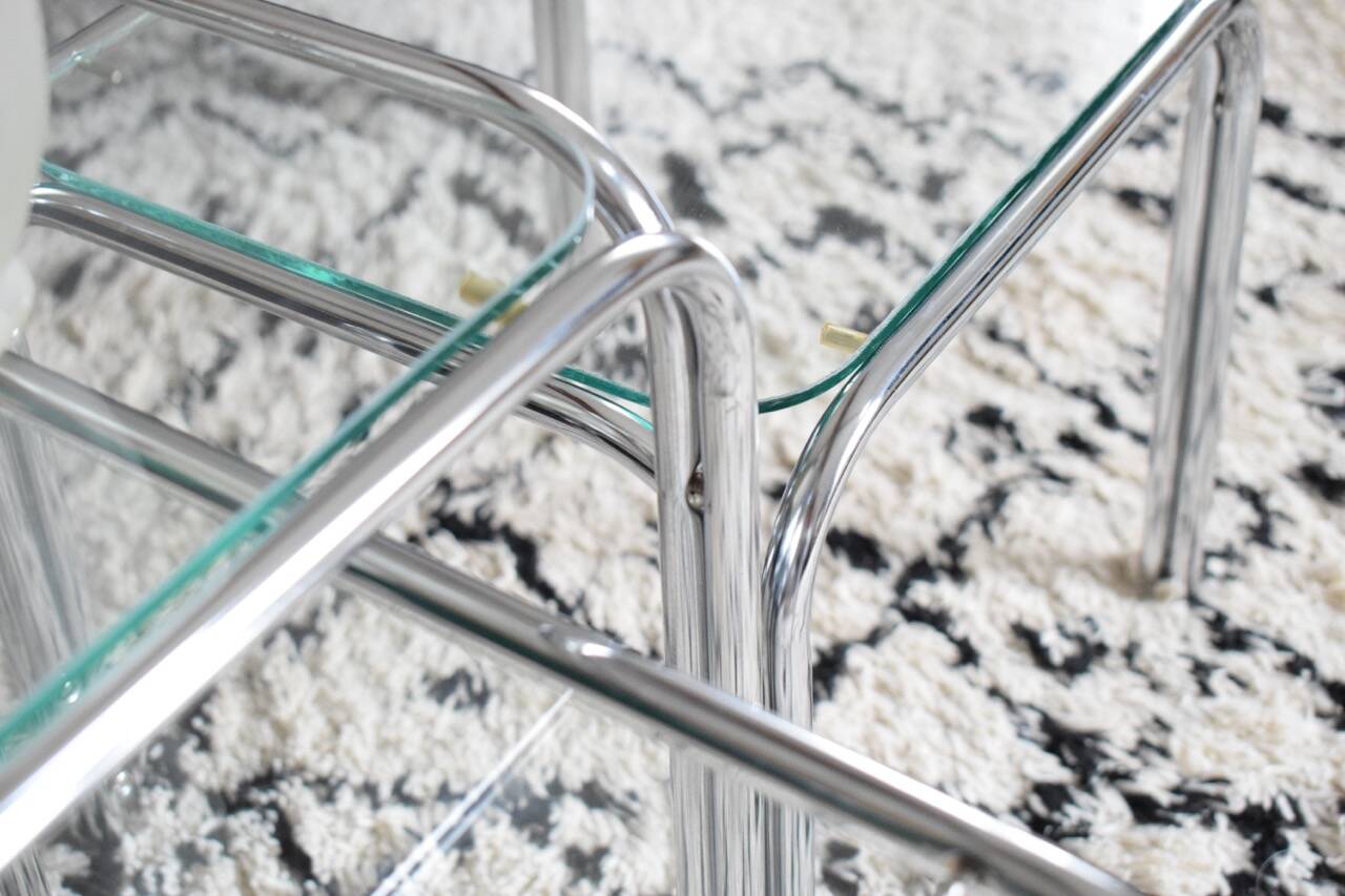 3 metal and glass nesting tables