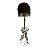 Lampadaire de salon en bronze et marbre blancs