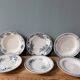 Set of 6 old Hollow Plates Earth of Iron mismatched