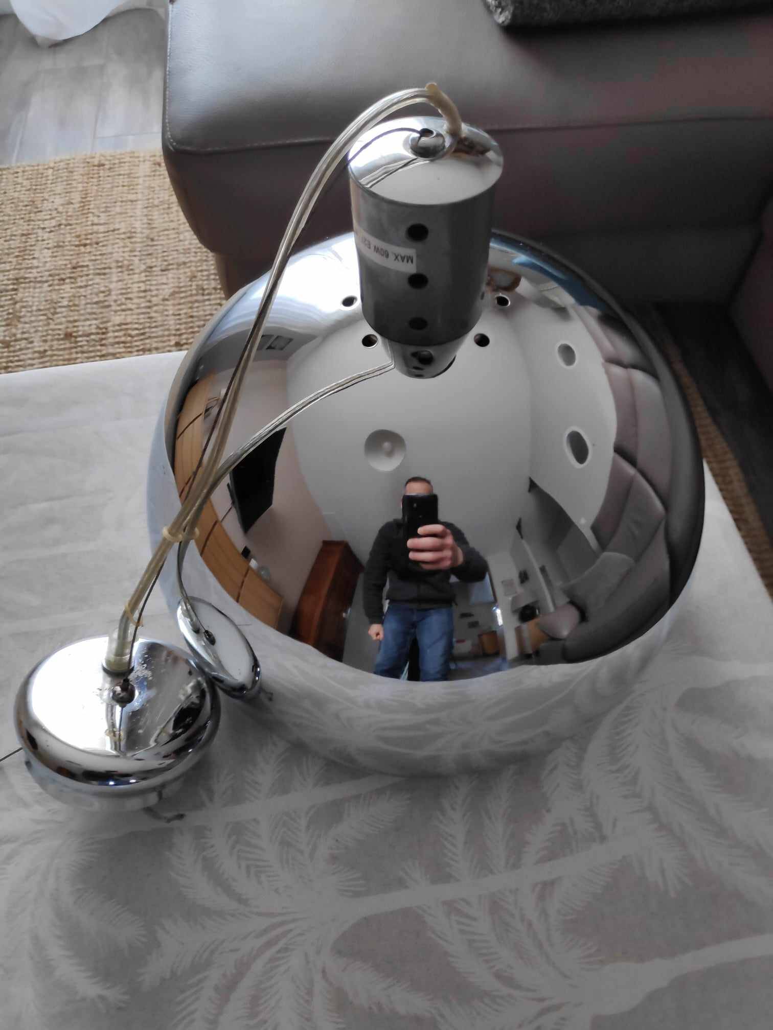 Magnificent vintage chrome pendant light