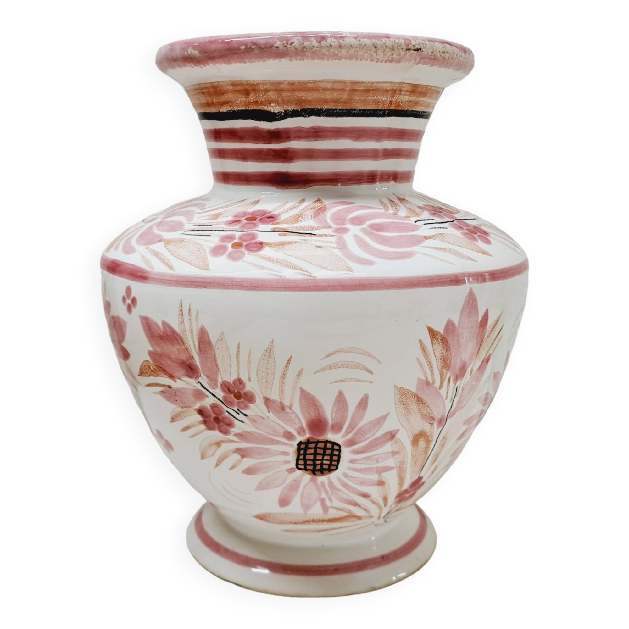Quimper vase pink flowers