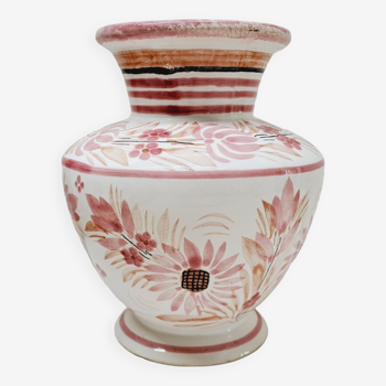 Quimper vase pink flowers