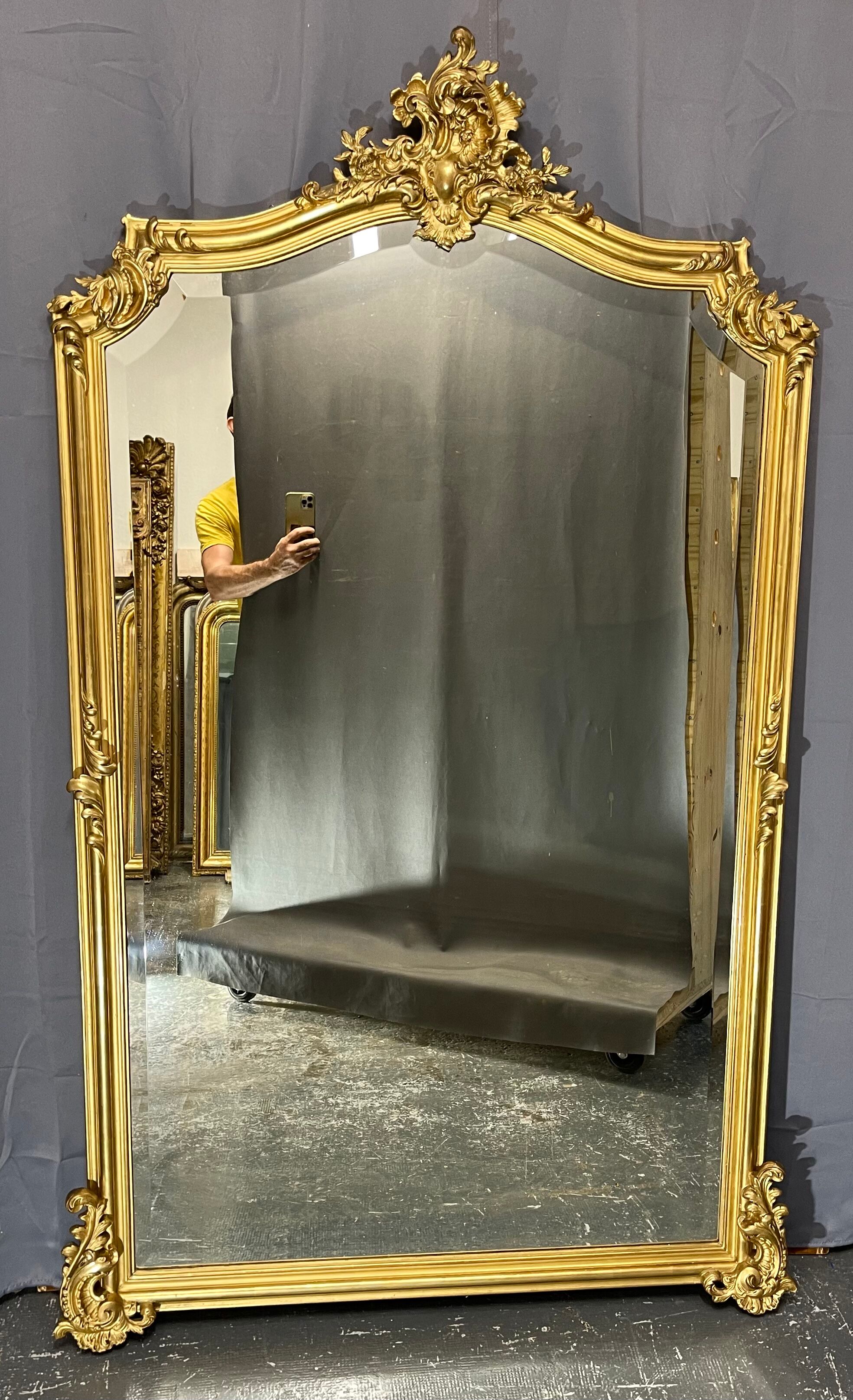 Mirror 174x111 period XIXth beautiful gilding, very good condition