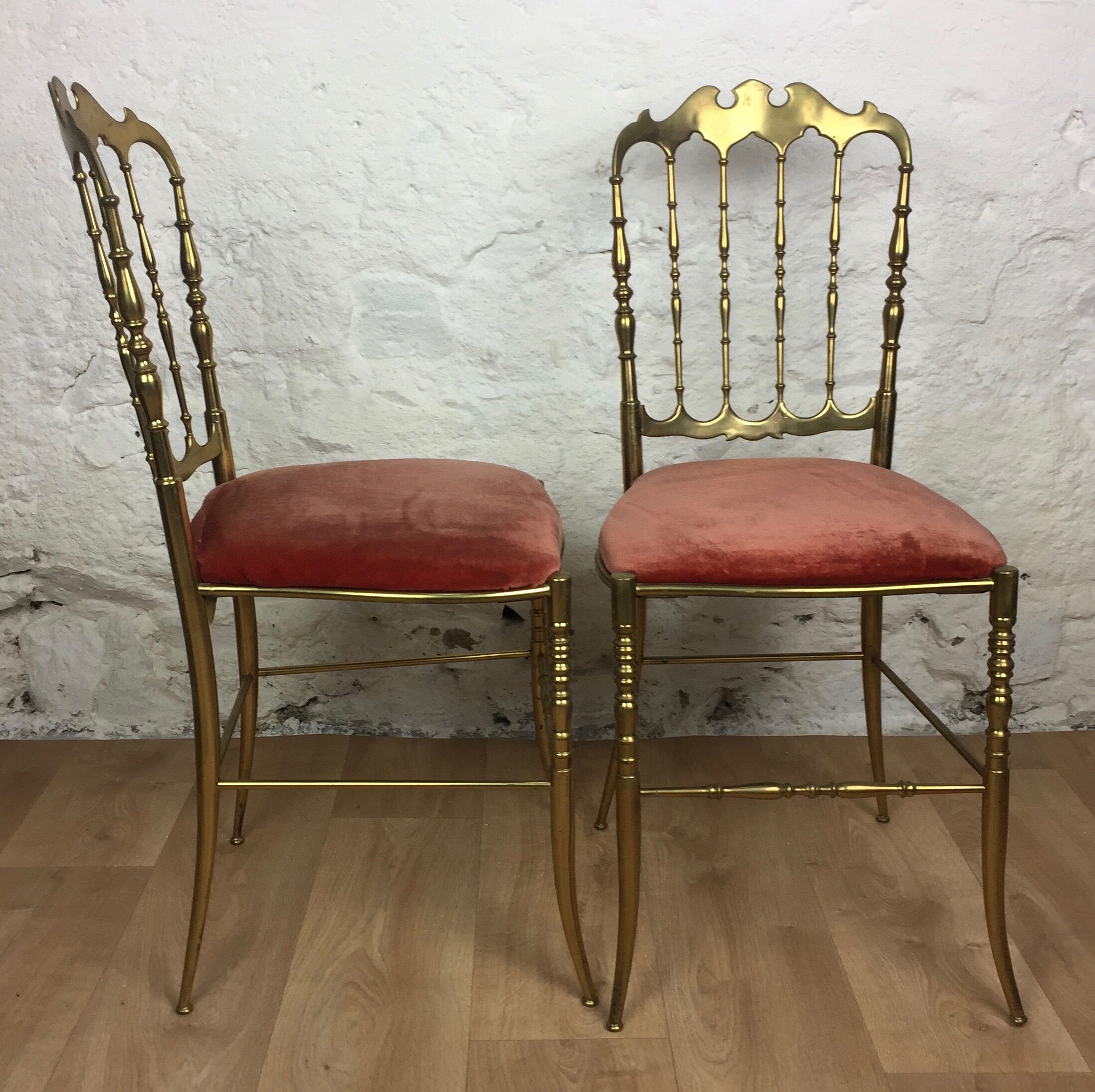 Pair of brass chairs "Chiavari"