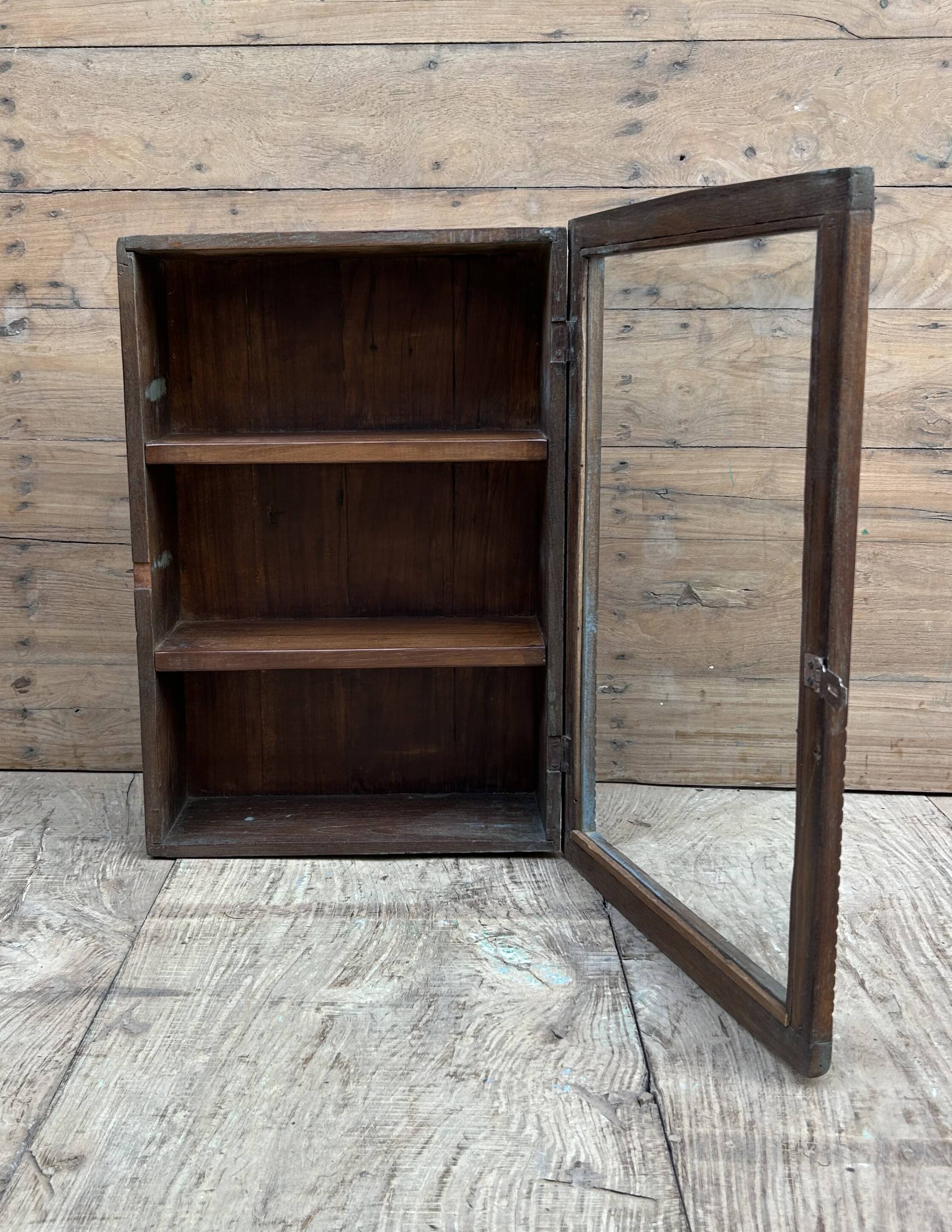 Art Deco wall display cabinet in Burmese teak