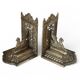 pair of Gothic decorative bookends in brass 1920